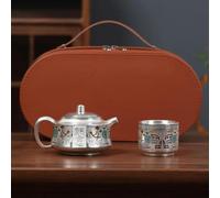 Set Da Tè Per Adulti Teiera Argento Sterling 999 Set Tazze Tè Tazza Ceramica Kung Fu Viaggio Portatile Una Pentola Stoccaggio Set Da Tè Portatili(D)