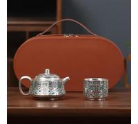 Set Da Tè Per Adulti Teiera Argento Sterling 999 Set Tazze Tè Tazza Ceramica Kung Fu Viaggio Portatile Una Pentola Stoccaggio Set Da Tè Portatili(F)