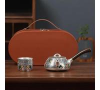 Set Da Tè Per Adulti Teiera Argento Sterling 999 Set Tazze Tè Tazza Ceramica Kung Fu Viaggio Portatile Una Pentola Stoccaggio Set Da Tè Portatili(C)