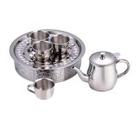 Set da Tè per Bambini in Acciaio Inossidabile - Teiera Piccola Con Tazze E Vassoio - Gioco Di Ruolo Per Casa Asilo Campeggio E