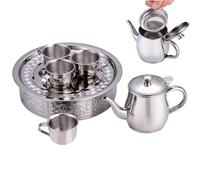 Set da tè per bambini in acciaio inox, teiera piccola con tazze e vassoio, teiera con beccuccio lungo da 70 ml, bicchieri per principianti, studenti, asilo, bambini in età prescolare, ragazzi e