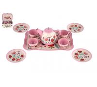 Set da Tè per Bambini nel Valigetta con Motivi Floreali Decorativi