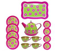 Set da tè per bambini, per far finta di giocare in cucina, dessert, biscotti, teiera, vassoio, fiori in metallo, giocattoli per bambine