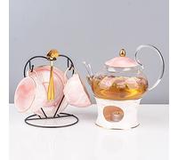 Set da tè per Gli Amanti del tè con teiera + 2 Tazze + 2 piattini + 2 cucchiai + 1 ripiano + 1 scalda tè e 1 Porta Tazze, Set di tazzine da caffè Espresso, rega
