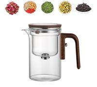 Set da tè pigro - Teiera in vetro magnetica for separazione tè-acqua a pressa con filtro e manico, ideale come regalo for la casa e l'ufficio all'aperto