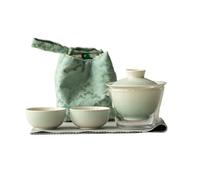 Set da tè rosa Gradation Art - 1 teiera e 2 tazze, kit di utensili for il tè antico con borsa portatile for uso domestico e all'aperto(A set)