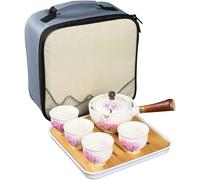 Set da tè set da tè giapponese in porcellana con teiera e infusore girevole a 360° da portatile da viaggio con manico antiscottatura per la casa Stile 1