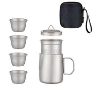 Set da tè - Set di 4 tazze per attività di preparazione del, teiera con infusore incorporato e tazze da 50 ml per casa, interni, viaggi, campeggio, escursionismo, picnic, tè all'aperto, opzioni reg