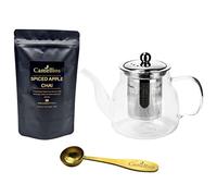 Set da tè sfuso, set regalo con teiera resistente al calore, cucchiaio dosatore per tè, tè sfuso da 100 g, camelio (Chai alla mela speziata)