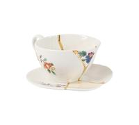 SET DA TE TAZZA E PIATTINO PORCELLANA KINTSUGI 09648 SELETTI WHITE