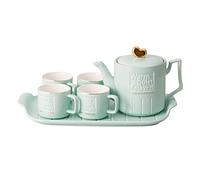 Set da Tè Tradizionale 6 Pezzi Set Da Tè In Stile Nordico Articoli Per Bere In Ceramica Bollitore Per Tazza Pomeridiano Con Di Vassoi Tazze Adulti(Grün)