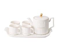 Set da Tè Tradizionale 6 Pezzi Set Da Tè In Stile Nordico Articoli Per Bere In Ceramica Bollitore Per Tazza Pomeridiano Con Di Vassoi Tazze Adulti(White)