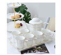 Set da Tè Tradizionale 8 Pezzi Set Di Tazze Da Tè In Ceramica Con Vassoio Teiera Tazzine Caffè Caffettiera Per L'Ora Del Adulti