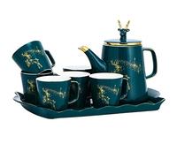 Set da Tè Tradizionale Set Da 8 Pezzi Teiera In Ceramica 1250 Ml Con 6 Tazze Tè Caffè Per La Casa Adulti