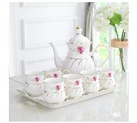 Set da Tè Tradizionale Set Da 8 Tazze Tè Teiera Con 6 Caffè Vassoio Britanniche Per La Casa Adulti(A)