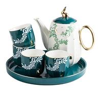 Set da Tè Tradizionale Set Da Tè 6 Pezzi Caffè In Ceramica Vassoio Tazza Verde Decorazione Dell'acqua Forniture Cucina Per La Casa Adulti(Grün)