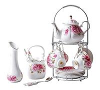 Set da Tè Tradizionale Set Da Tè In Stile Europeo Con Supporto Per Tazza, Cesto Portaoggetti, Vaso, Teiera, Caffè Adulti