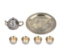Set Da Teiera Tradizionale Set Da Tè Turco In Metallo Set Da Teiera Tradizionale con 4 Tazze Metallo E Vassoio Da Tè Set Da Tè Con Drago E Fenice In Rilievo Per Decorazione