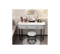 Set da toeletta a LED con specchio e sgabello, tavolo da trucco per camera da letto, grigio e nero, 80 cm, ideale per ragazze e donne