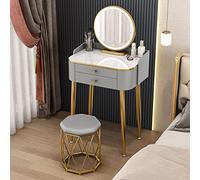 Set da toeletta compatto con sgabello imbottito, elegante toeletta per piccole camere da letto, stazione di trucco con contenitore, perfetto per la decorazione della casa e gli elementi essenziali di