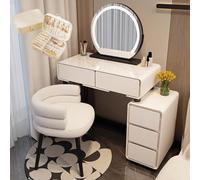 Set da toeletta con sedia, specchio e portagioie, comò telescopico con 4 cassetti, per camera da letto delle ragazze