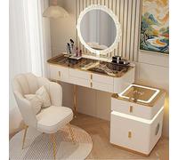 Set da toeletta con specchio da trucco a LED, con sedia, altoparlante Bluetooth e caricabatterie wireless, perfetto per la camera da letto di donne e ragazze