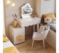 Set da toeletta illuminato a LED, con cassetti a specchio e sgabello, per ragazze, 80 cm, elegante tavolo da toeletta per camera da letto e decorazione per la casa