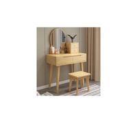 Set da toeletta illuminato a LED con specchio, tavolo da trucco e sgabello per camera da letto, elegante tavolo da toeletta in legno per la decorazione della casa, perfetta stazione di trucco