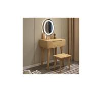 Set da toeletta illuminato a LED con specchio, tavolo da trucco e sgabello, per camera da letto, elegante tavolo da toeletta in legno per un'elegante decorazione domestica, perfetta stazione di trucco