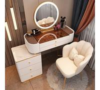 Set da toeletta moderno con specchio touch screen, 3 opzioni di colore, luminosità regolabile, design semplice, stazione trucco con sgabello per ragazze e donne, tavolo da toeletta di bellezza
