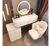 Set da toeletta moderno con touch screen, 3 intensità di colore regolabili, specchio e sgabello, per ragazze e donne, design semplice ed elegante per trucco e toelettatura