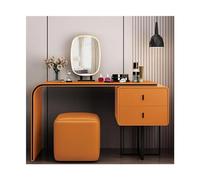 Set da toeletta moderno di lusso, con specchio e sgabello, mobile per la camera da letto delle ragazze, elegante scrivania per il trucco (arancione, 100 cm)