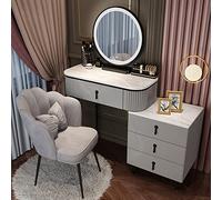 Set da toeletta regolabile con specchio imbottito in 3 colori, sgabello e scrivania per il trucco, elegante tavolo da trucco per camera da letto o studio, perfetto set da toeletta