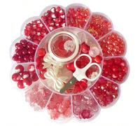 Set Da Tre Pezzi Di Perline Da 0,6-2 Cm, Perline Acriliche Rosse, Cofanetto, Adatto Per Realizzare Braccialetti, Collane, Anelli, Accessori Fai Da Te, Linee Abbinate E Piccole Forbici Tagli UnicaPMMA