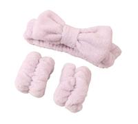 Set da tre pezzi for il lavaggio del viso e for la cura della pelle, a prova di umidità, in pile di corallo, con fascia for capelli che assorbe l'acqua, da polso, for il lavaggio delle donne e come st