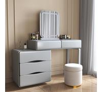 Set da trucco con specchio e sgabello, specchio per trucco dimmerabile touch screen, 3 cassetti, nessun montaggio richiesto, scrivania per camera da letto per donne e ragazze