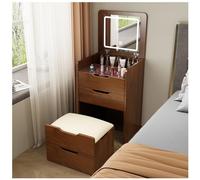 Set da trucco con specchio LED regolabile, moderno tavolo cosmetico con specchio ribaltabile e sgabello imbottito
