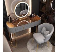 Set da trucco con specchio LED Smart con cassetti e sgabello, grigio 120 cm, tavolo da toeletta ideale per lei elegante e funzionale stazione di bellezza