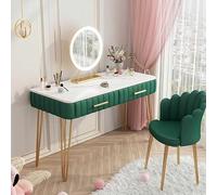 Set da trucco effetto marmo con 2 ampi cassetti, robusto tavolo da toeletta per ragazze e donne, gambe in metallo e specchio, ideale per l'arredamento della camera da letto e la routine di bellezza