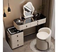 Set da trucco illuminato a LED con specchio touch control 3 modalità di colore, 6 cassetti, stazione di ricarica e sgabello, perfetto per gli amanti della bellezza