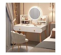 Set da trucco illuminato con ripiani e cassetti, comodo tavolo da toeletta con sedia, 3 modalità di illuminazione a colori per una toelettatura perfetta