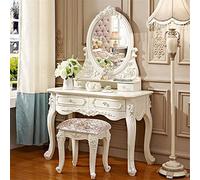 Set da trucco in stile europeo, per camera da letto, comò da principessa rurale francese, con sgabello, ideale per donne e ragazze in piccoli appartamenti (106 x 162 cm)