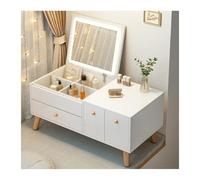 Set da trucco moderno 3 in 1 con specchio a LED ribaltabile rimovibile e sgabello imbottito per bambini, ideale per uso domestico e appartamento