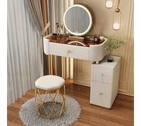 Set da trucco per ragazze, moderno e minimalista, tavolo da toeletta con specchio a LED, sgabello imbottito, cassetti 70 cm, perfetto per la decorazione della stanza dei bambini e la routine di