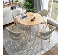 Set da ufficio compatto a 5 pezzi con tavolo rotondo e sedia per 4 persone, | Set da ufficio salvaspazio a 5 pezzi composto da tavolo rotondo e sedie per 4 persone, con sedie con schienale e un tavolo