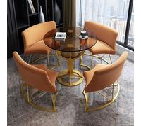 Set da ufficio con tavolo rotondo da 5 pezzi e sedia per 4 persone, ideale per ricevimenti, piccole riunioni, negoziazioni, sala da pranzo e tavolino da caffè