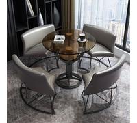 Set da ufficio con tavolo rotondo da 5 pezzi e sedia per 4 persone, reception, piccole riunioni, negoziazione, sala da pranzo e tavolino da caffè