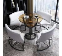 Set da ufficio con tavolo rotondo da 5 pezzi e sedia per 4 persone, reception, piccole riunioni, negoziazione, sala da pranzo e tavolino da caffè