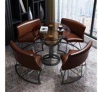 Set da ufficio con tavolo rotondo da 5 pezzi e sedia per 4 persone, reception, piccole riunioni, negoziazione, sala da pranzo e tavolino da caffè