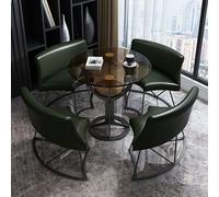 Set da ufficio con tavolo rotondo e sedia per 4 persone, 5 pezzi, per ufficio, reception, piccole riunioni, negoziazione, sala da pranzo e tavolino da caffè
